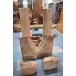 A Part Carved Stone Mullion Window Frame in Six Sections