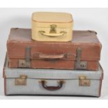 Two Vintage Suitcases and a Vintage Ladies Makeup Case
