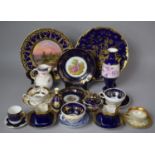 A Collection of English and Continental Cobalt Blue and Gilt Decorated China to Include Coalport