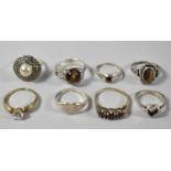 A Collection of Eight Silver Rings