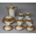 A Gilt Decorated Continental Coffee Set to Comprise Coffee Cans, Saucers, Coffee Pots, Milk Sugar