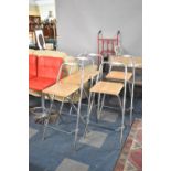 A Set of Five Chrome Framed Kitchen Bar Stools