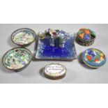 A Collection of Oriental Enamelled Items to Include Small Tray, Elephants, Lidded Circular Box etc