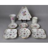 A Collection of Continental Hand Painted Floral Porcelain to Include Meissen Vase of Tapered Form