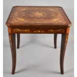 A Reproduction Italian Style Inlaid Games Compendium Table with Reversible Top Having Chequer Inlay,