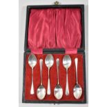 A Cased Set of Six Silver Coffee Spoons, Sheffield 1922