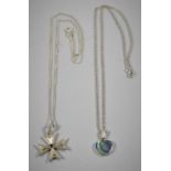 Two Fine Silver Chains with Pendants, Maltese Cross and Love Heart