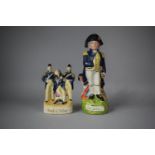 Two Reproduction Staffordshire Figure Groups, Lord Nelson and Death of Nelson, The Tallest 28cm