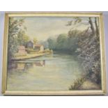 A Framed Oil on Card Depicting River Scene, 50x39cm