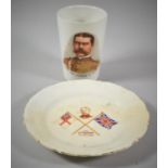A Transfer Printed General Lord Kitchener of Khartoum Ceramic Beaker Together with Small Dish