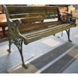 A Modern Cast Iron Ended Garden Bench, Some Wooden Slats Require Attention, 128cm Long