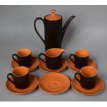 A Late 20th Century Myott Intone Coffee Set to Comprise Coffee Pot, Four Cans, Saucers and Milk Jug