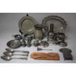 A Collection of Various Pewter Wares to Include 19th Century Tankard, Shaped Dish, Spoons,