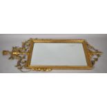 A 19th Century Style Gilt Framed Wall Mirror with Adam Style Vase Finial and Floral Swags, 130cm