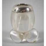 A Silver Mounted Glass Match Holder/Striker on Three Ball Feet, Ribbed Body, Birmingham 1903, 6.75cm