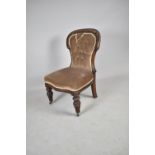 A Late Victorian Mahogany Framed Ladies Nursing Balloon Back Chair with Buttoned Upholstery, For