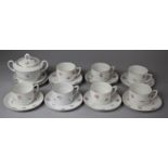 A Bavaria Rose Pattern Teaset to Comprise Cups, Saucers, Side Plates, Lidded Two Handled Sugar Bowl