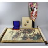 A Modern Oriental Scroll, Chinese Doll, Picture etc