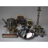 A Collection of Metalwares to Inlcude Italian Candlestick, Teapot, Various Silver Plated Lidded