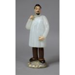 A Continental Glass Figure Depicting Doctor with Syringe, 20.5cm high
