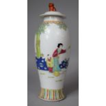 A 20th Century Chinese Lidded Vase of Baluster Form, Decorated with Multi-coloured Enamels Depicting