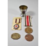 Two Military Dog Tags, Red Cross Medal, Special Constabulary Medal and Coronation Egg Cup
