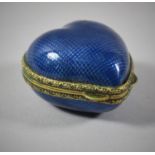 A Small Blue Enamelled Gilt Metal Box in the Form of a Heart, 4.25cm high