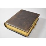 A Late Victorian Leather Bound Photograph Album with Gilt Clasp, No Photographs, 21cm x 18cm