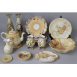 A Collection of Blush Ivory and Other Decorated Ceramics to Include Pair of Vase of Tapering