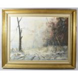 A Framed Oil on Card by Alistair Kilburn, Winter Country Lane, 60cmx45cm