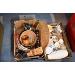 Two Boxes Containing Cutlery, Kitchenwares, Corkscrew etc