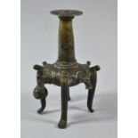 A Benin Bronze Candlestick, 13cm High