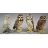 A Collection of Four Beswick Whyte and Mackay Decanters in the Form of Owls, Snowy Owl Empty