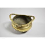 A Small Reproduction Bronze Chinese Two Handled Censer with Six Character Mark to Base, 7cm long