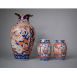A Large Late 19th/Early 20th Century Japanese Imari Vase (Substantial Loss) 41cm, Together with