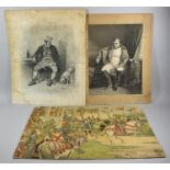 A Mounted Print of Napoleon, Bill Sykes Print and Coloured Lithograph, Medieval Procession After