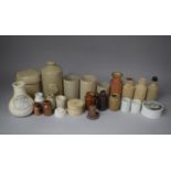 A Collection of Various Stoneware Ink Bottles, Pots, Jars, Imperial Inhaler, Ink Stand etc