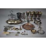 A Collection of Various Metalwares to Include Set of Seven Goblets, Various Cutlery, Napkin Rings,
