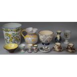 A Collection of Various Continental Ceramics ro Include Faience Large Planter, Jug, Egg Cups, Coffee