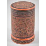 A North Indian or Persian Cylindrical Papier Mache Container, 12cm high