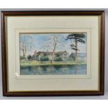 A Framed Watercolour Depicting Half Timbered Farmhouse Beside River, "Eardisland", Signed Guy