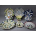 A Collection of Various Continental Ceramics to Include Faience Plates, Chargers, Shallow Bowls, Oil
