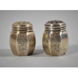 Two Miniature Silver Pepper Pots, Each 3cm high