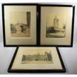 A Set of Three Framed Lithographs Depicting Oxfordshire Colleges, After Sir William Nicholson and