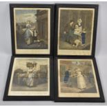 A Collection of Four Framed Cries of London Coloured Engravings, Each 35cmx27cm