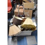 A Collection of Various Table Lamps and Shades, Dressing Table Set, Shopping Trolley etc