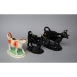 Three Late 19th/Early 20th Century Cow Creamers to Include Two Jackfield Examples