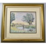 A Framed Pastel Study of Bridge, 29x24cm