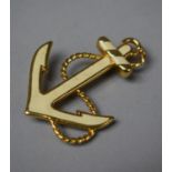 A Mid 20th Century Monet Gold Tone and Cream Enamelled 'Fouled Anchor' Brooch, (Fouling Wire