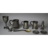 A Collection of Various Pewter Wares to Include Late 18th/19th Century Tankard of Bell and Tulip